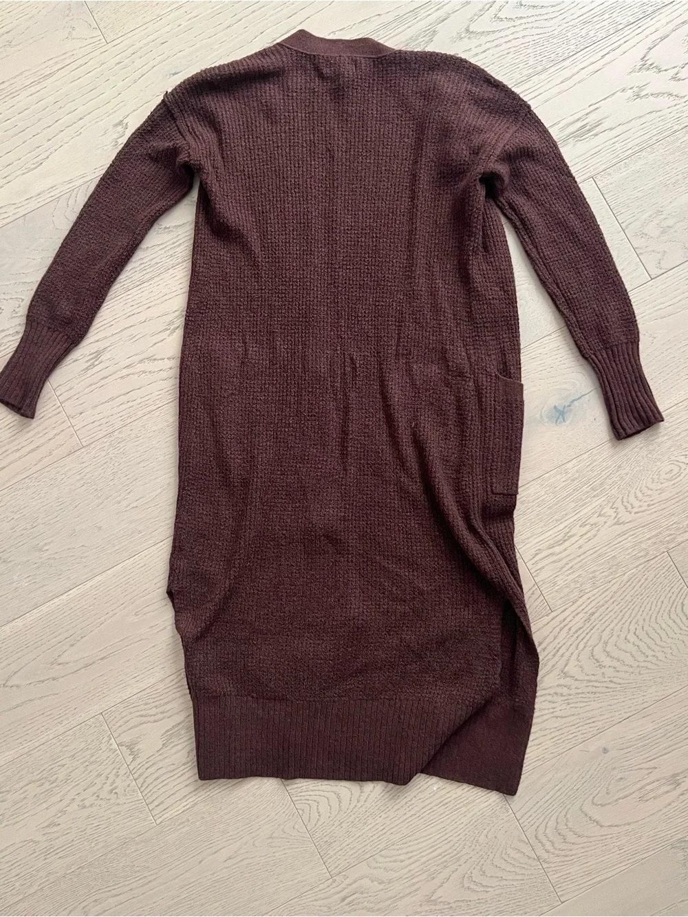 Long Open-Front Knit Cardigan in Deep Brown - Picture 4 of 4